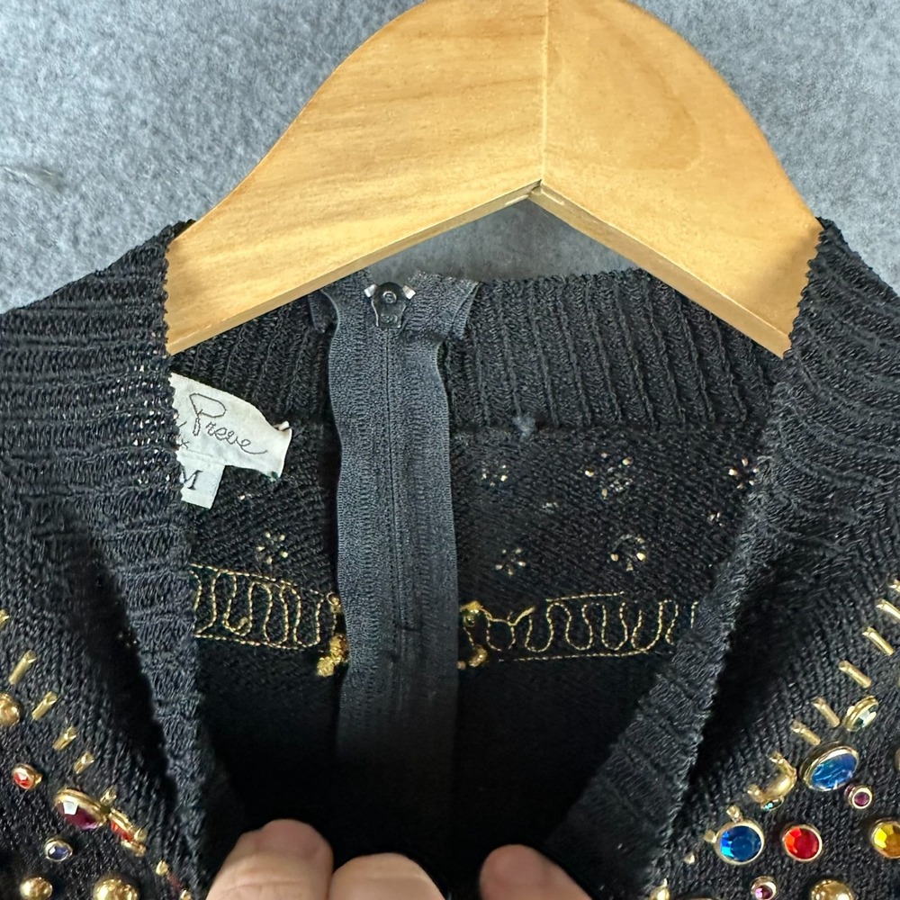 Vintage Antonella Preve NY Gold Tassels & 80's Bling Sweater Size Medium - Picture 7 of 11